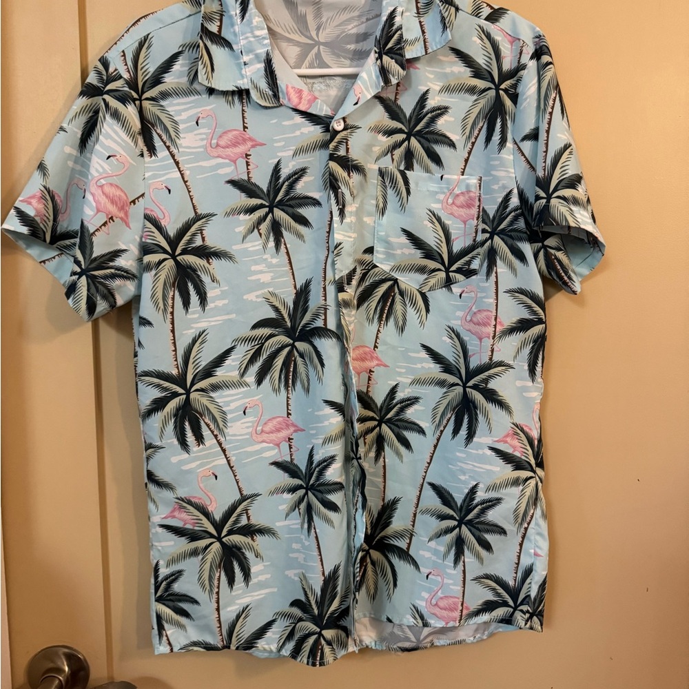 Tropical Flamingo Print Men's Shirt